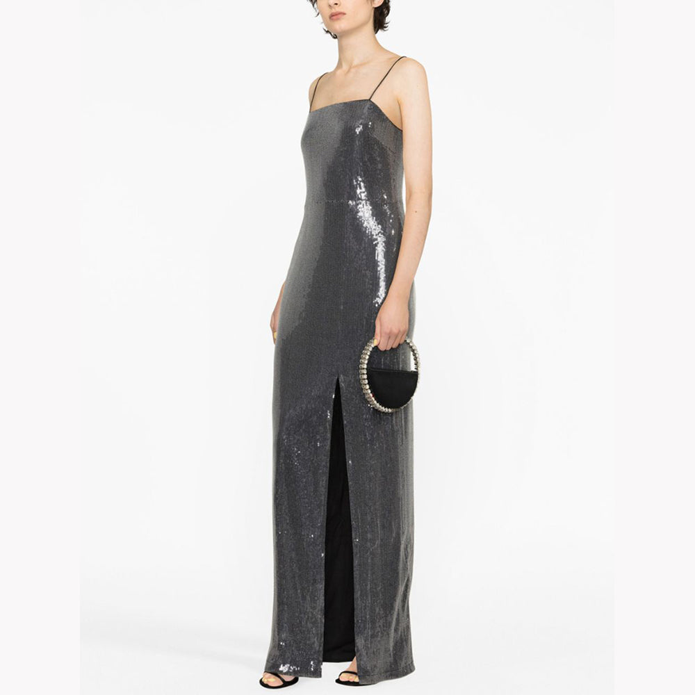 ROTATE SEQUIN MAXI SLIT DRESS