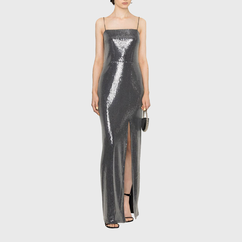 ROTATE SEQUIN MAXI SLIT DRESS