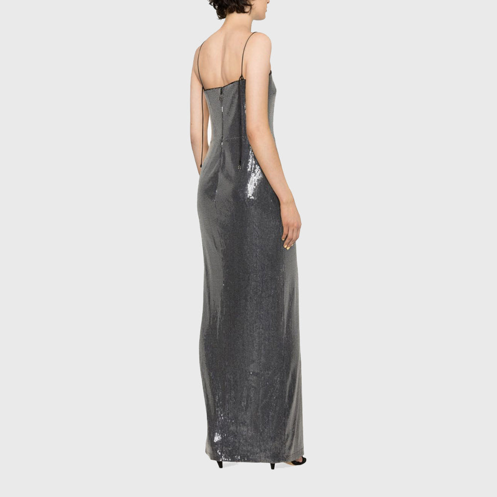 ROTATE SEQUIN MAXI SLIT DRESS
