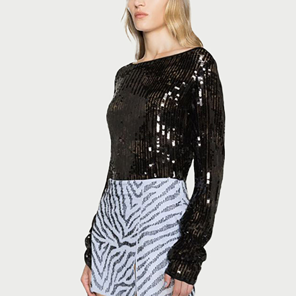 ROTATE SEQUIN OFF SHOULDER TOP