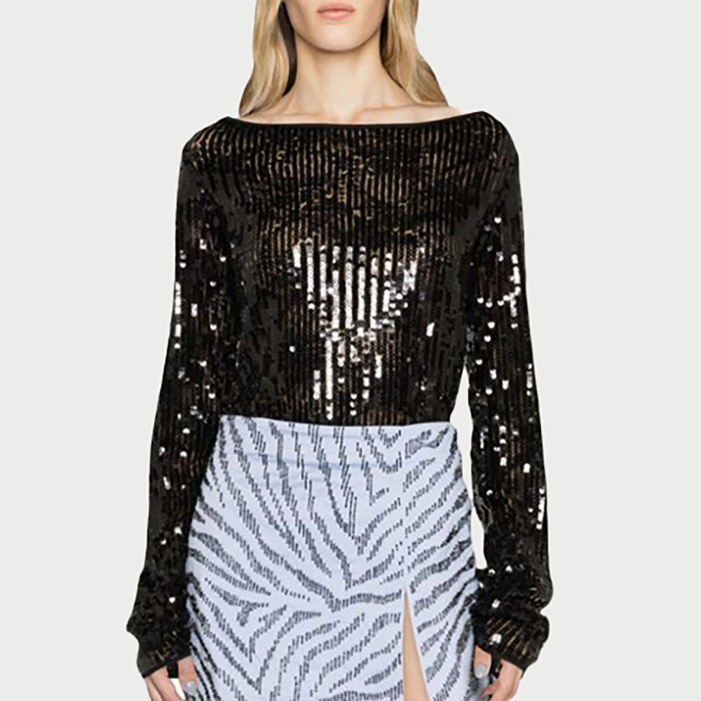 ROTATE SEQUIN OFF SHOULDER TOP