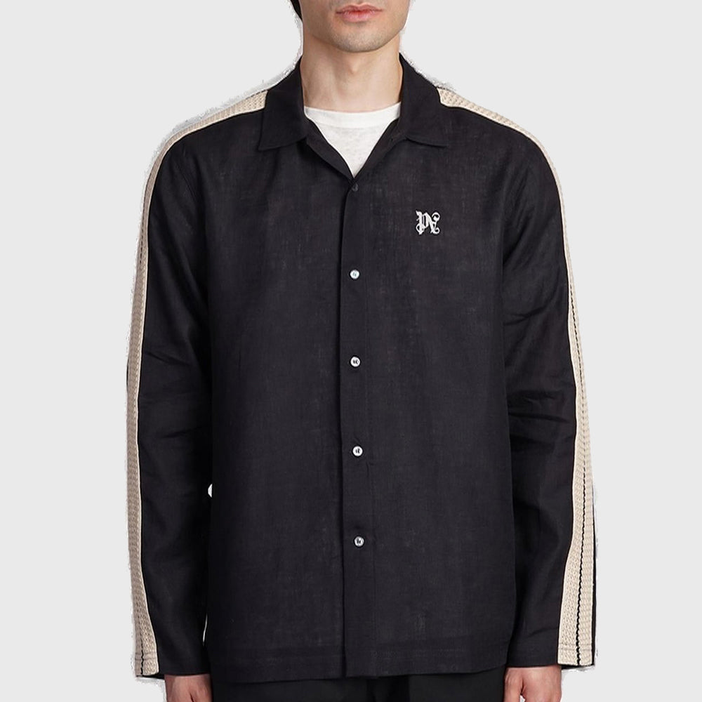 LINEN MONOGRAM TRACK POLO LS