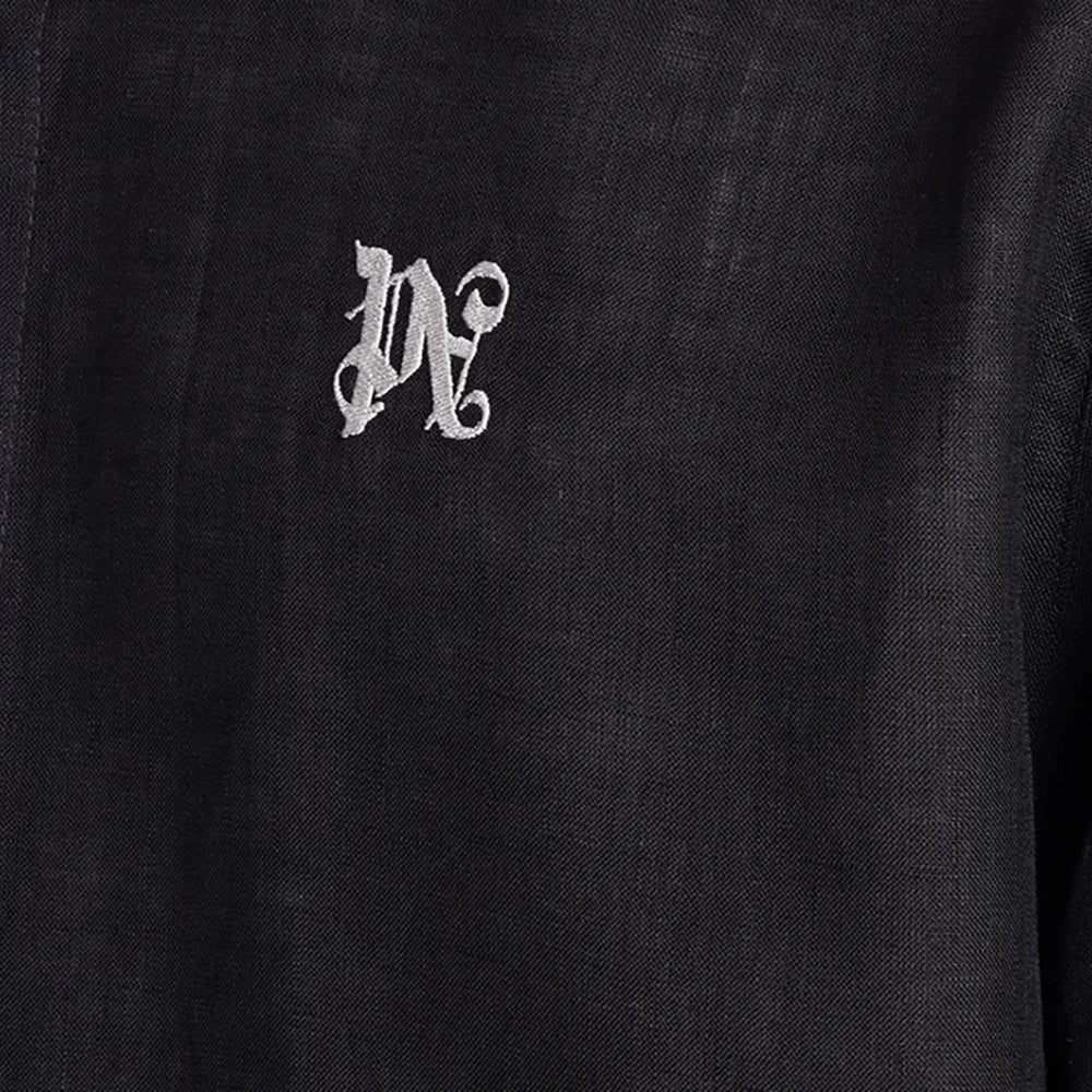 LINEN MONOGRAM TRACK POLO LS