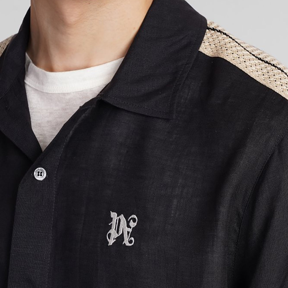 LINEN MONOGRAM TRACK POLO LS