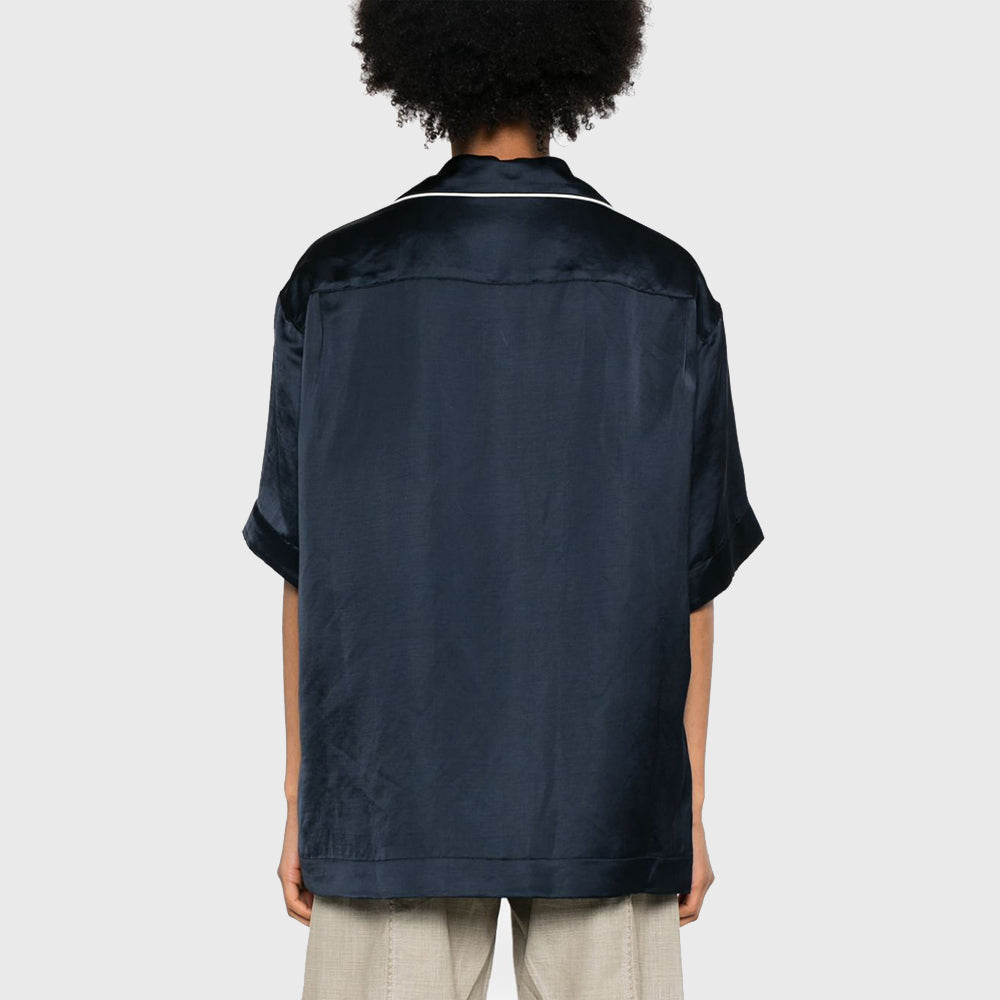 MONOGRAM SATIN BOWLING SHIRT