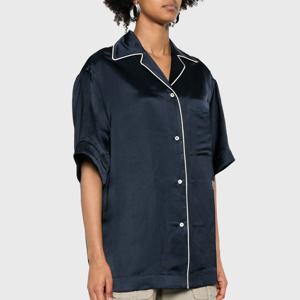 MONOGRAM SATIN BOWLING SHIRT