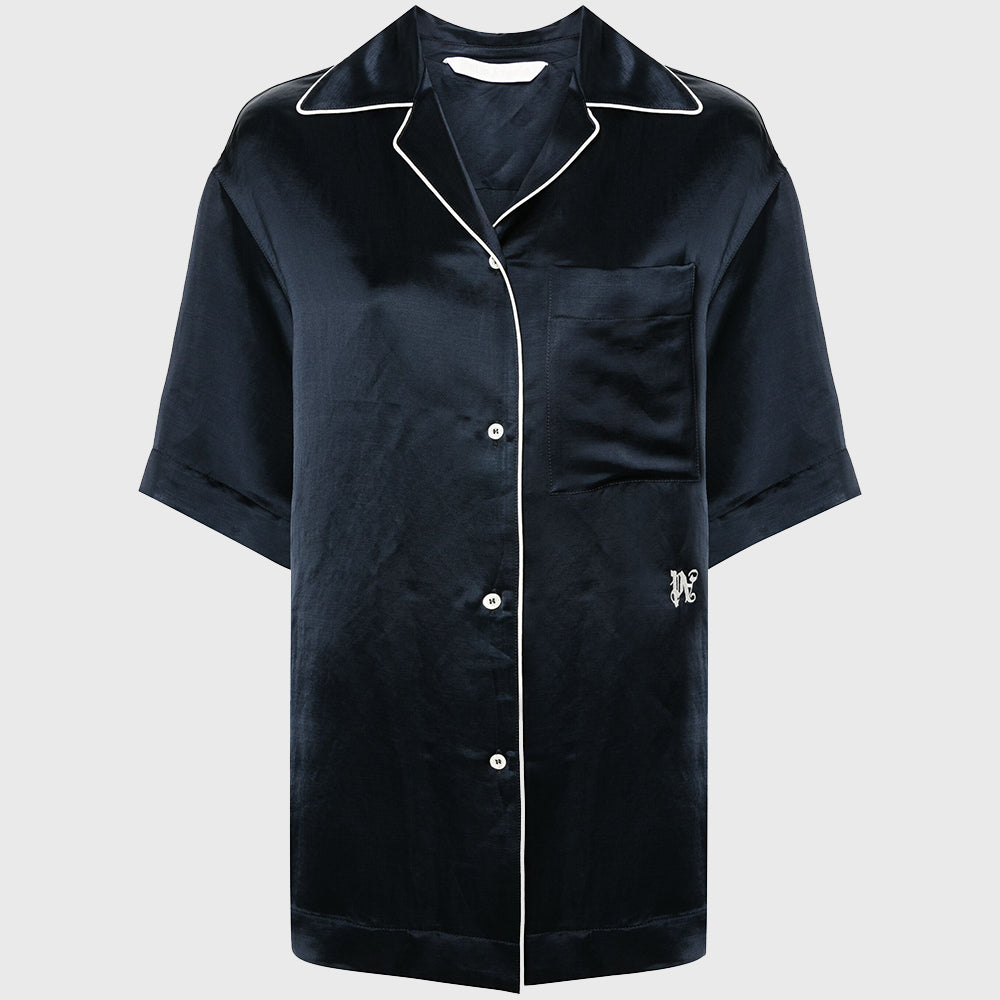 MONOGRAM SATIN BOWLING SHIRT