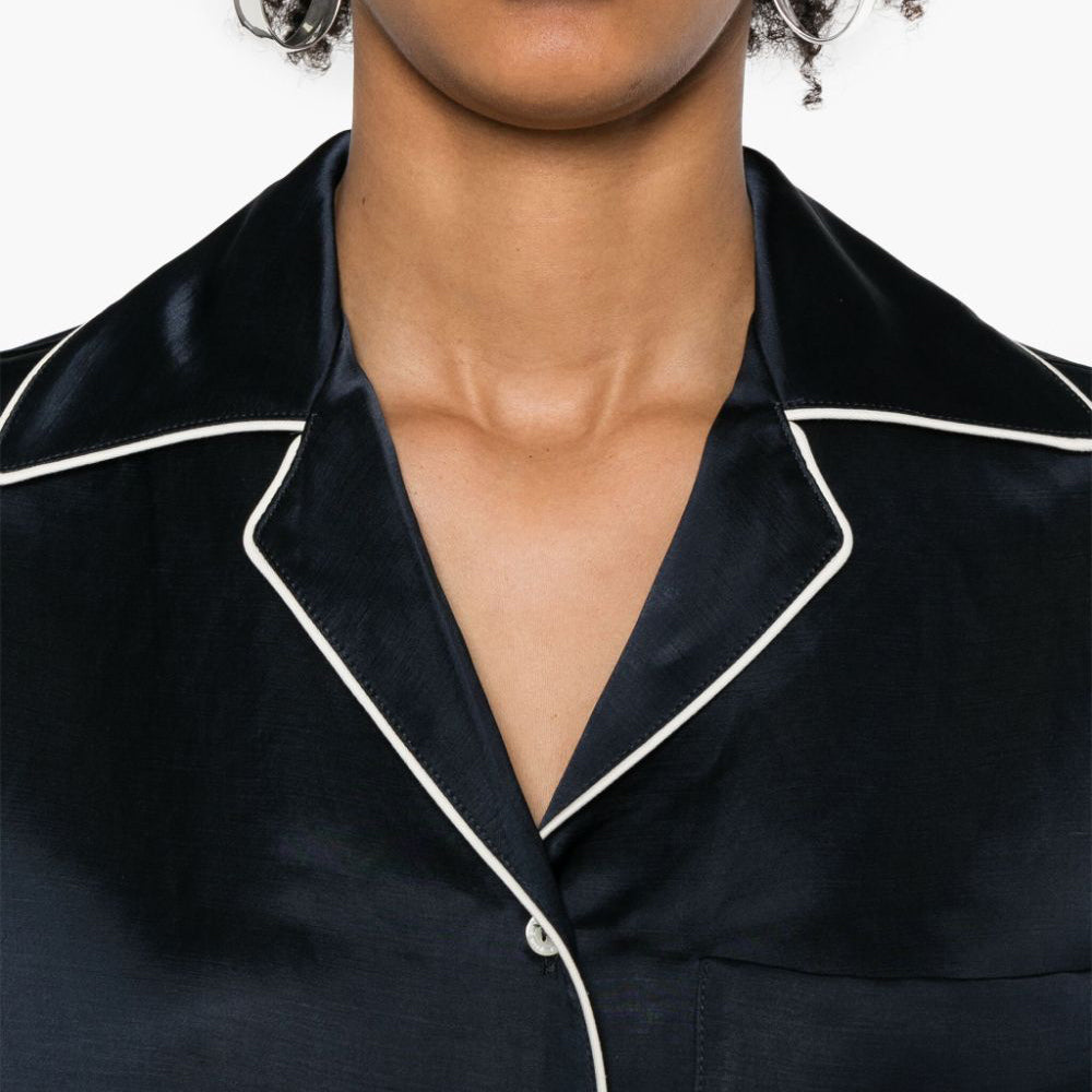 MONOGRAM SATIN BOWLING SHIRT