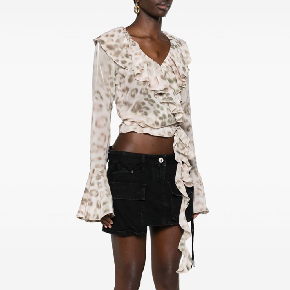 ROTATE CHIFFON FRILL WRAP TOP