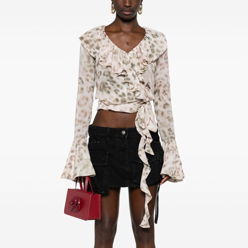 ROTATE CHIFFON FRILL WRAP TOP