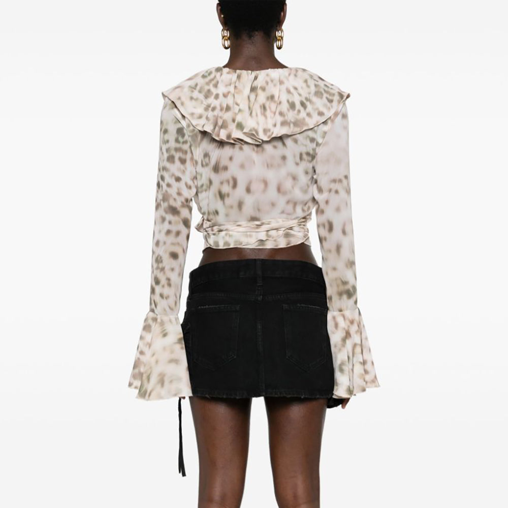 ROTATE CHIFFON FRILL WRAP TOP