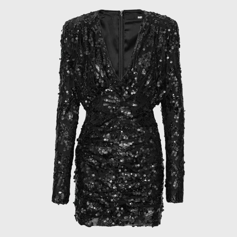 ROTATE SEQUINS V-NECK DRESS