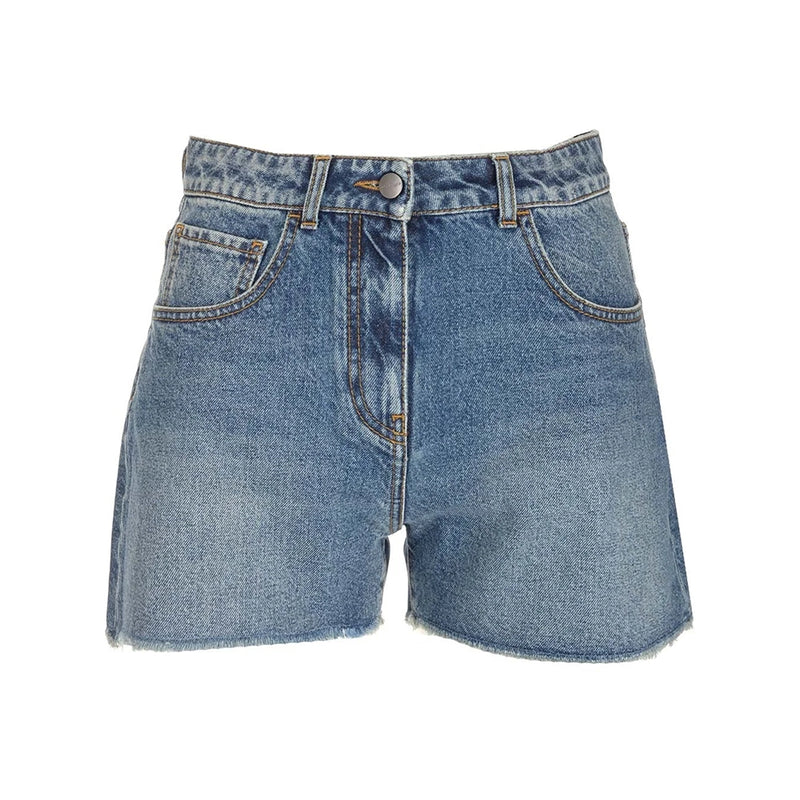 PALM ANGELS INTARSIA DENIM SHORTS