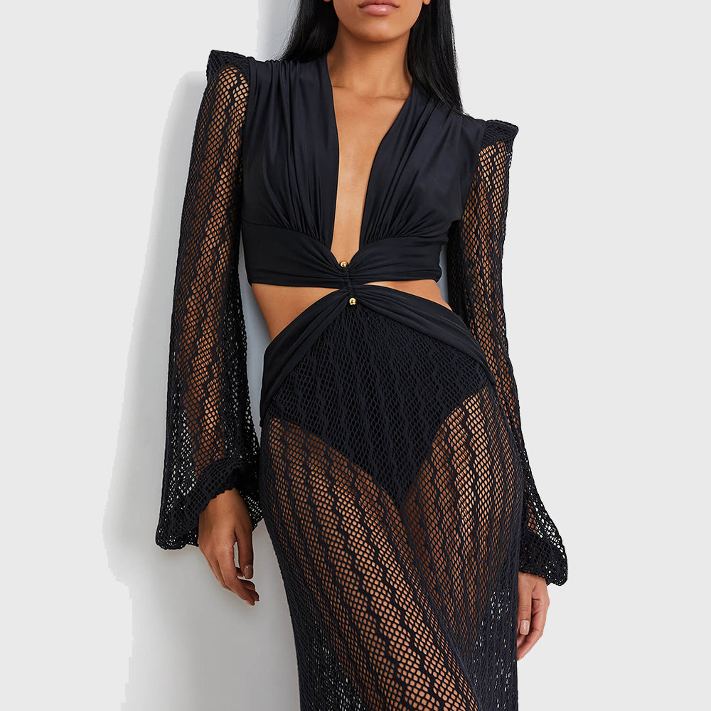 PLUNGE NETTED BEACH DRESS