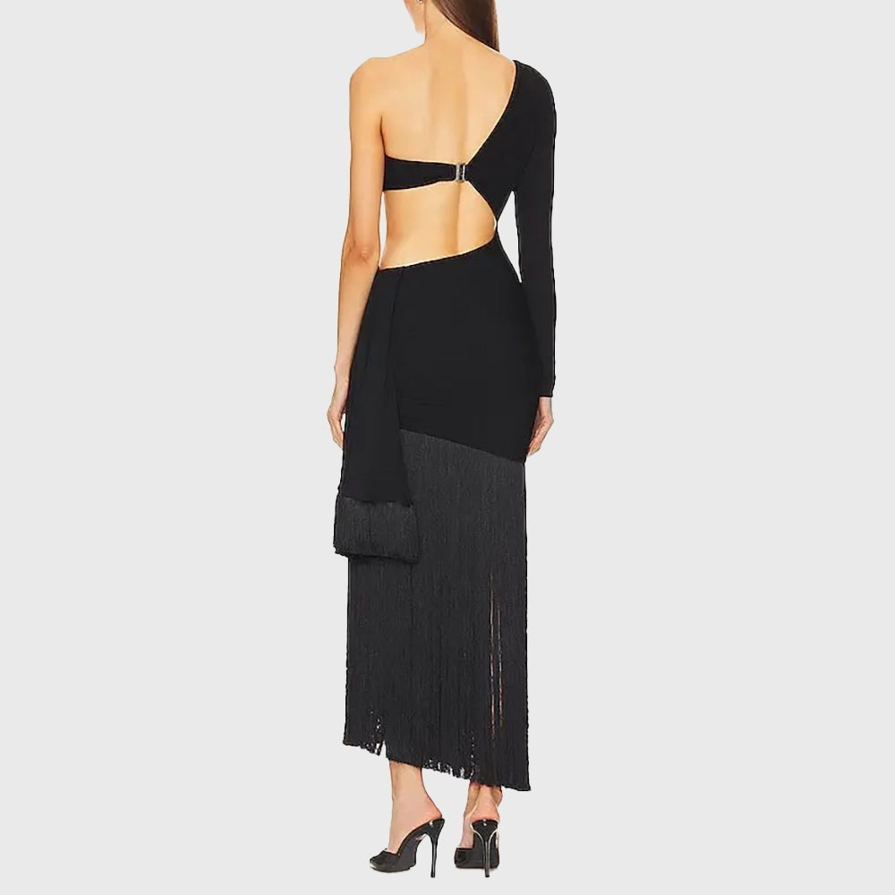 CUTOUT FRINGE TRIM MAXI