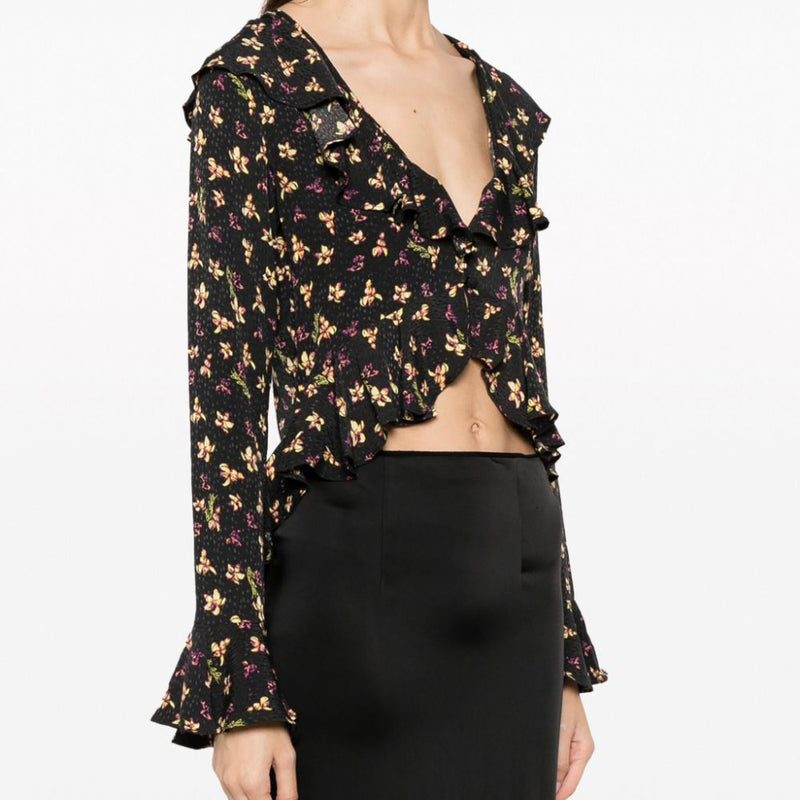 ROTATE JACQUARD FRILL TOP