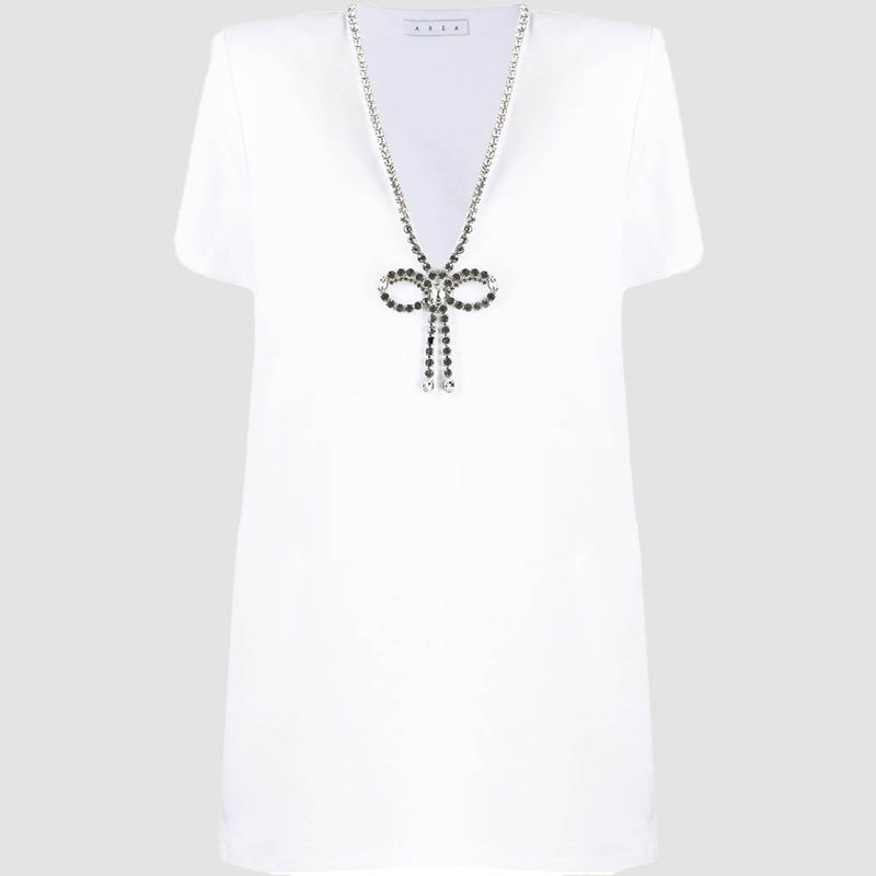 CRYSTAL BOW VNECK