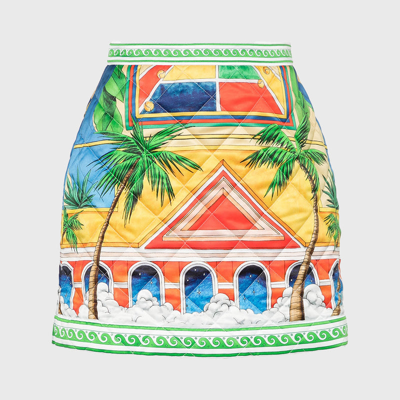 PRINTED QULITED MINI SKIRT