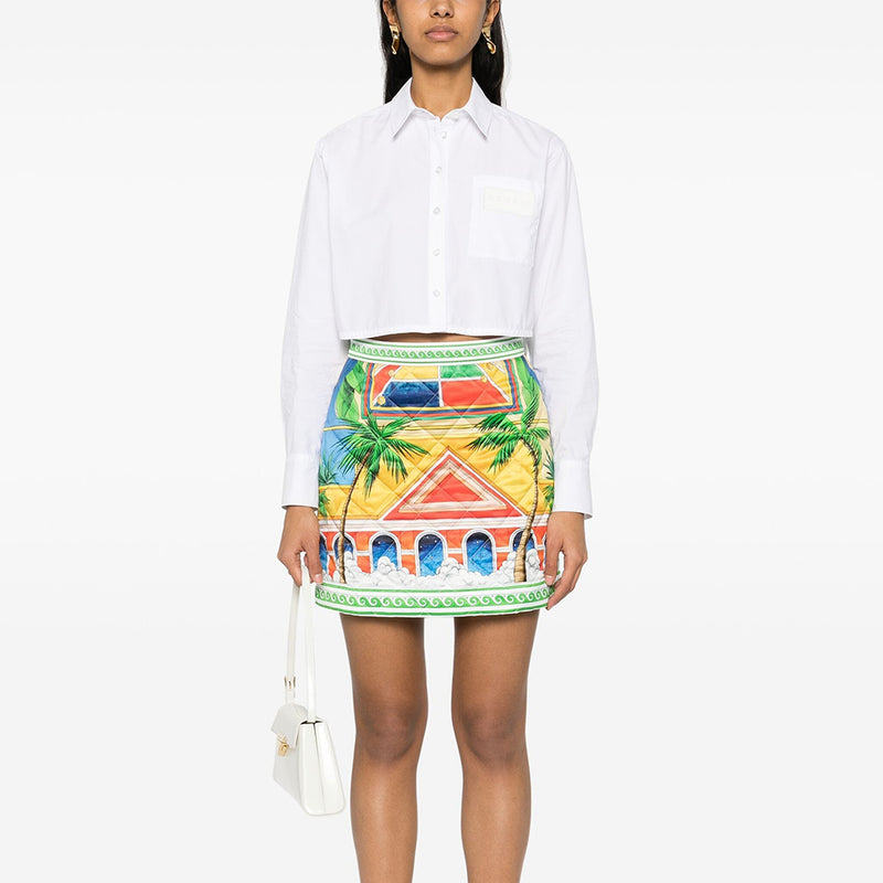 PRINTED QULITED MINI SKIRT