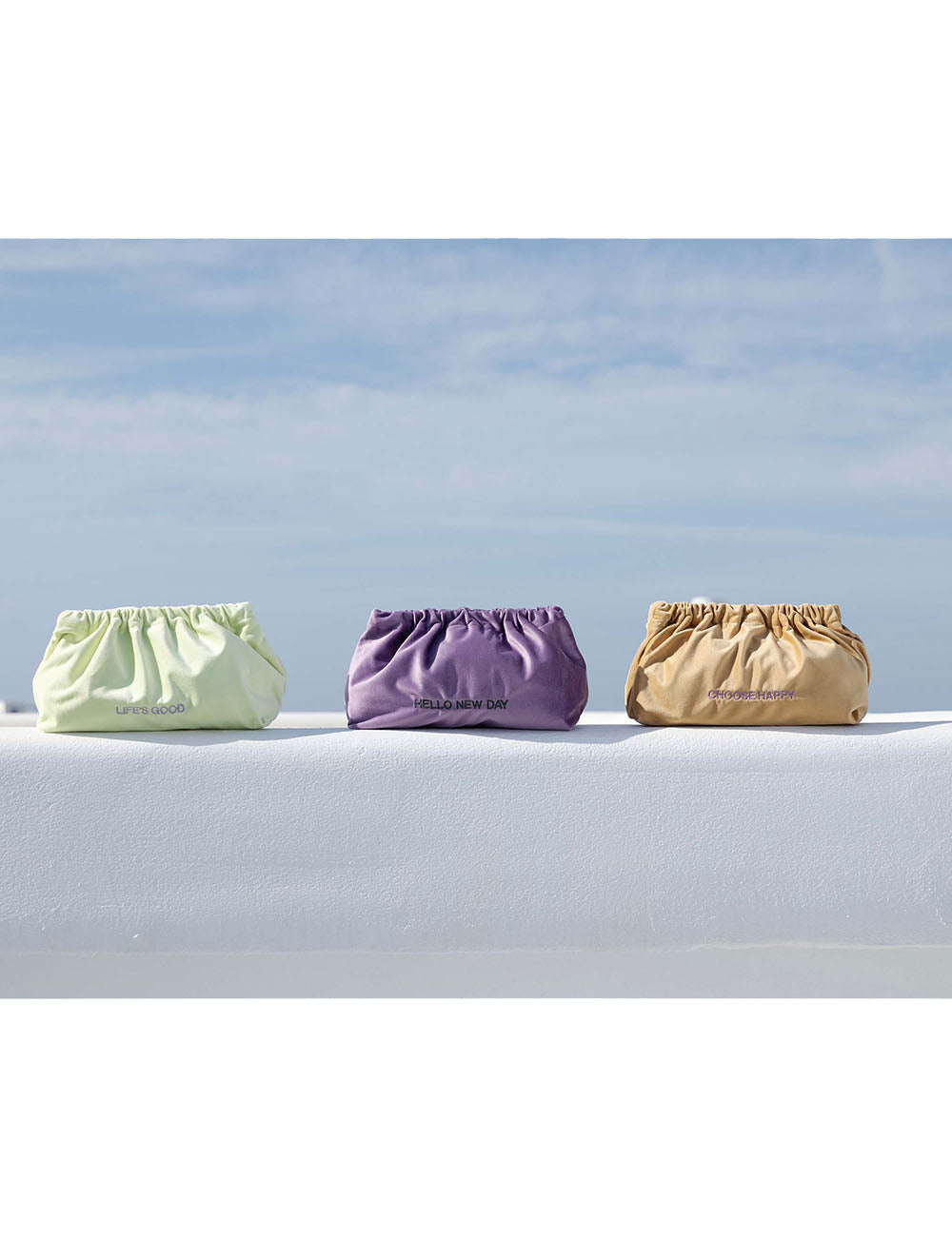 SORBET ISLAND VELVET CLUTCH BAG