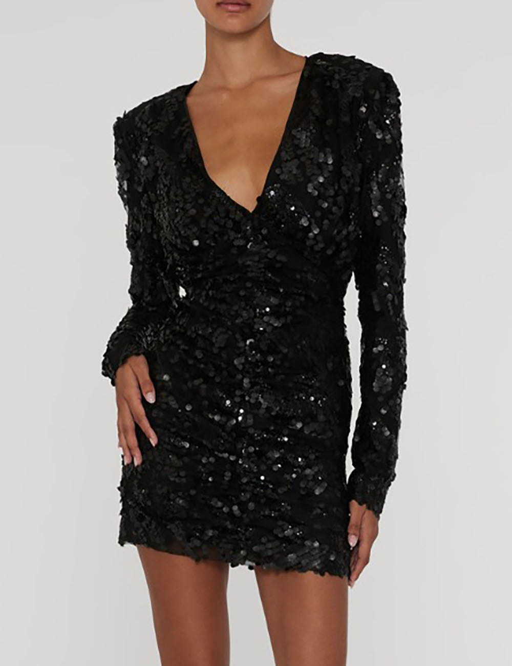 ROTATE SEQUINS V-NECK DRESS